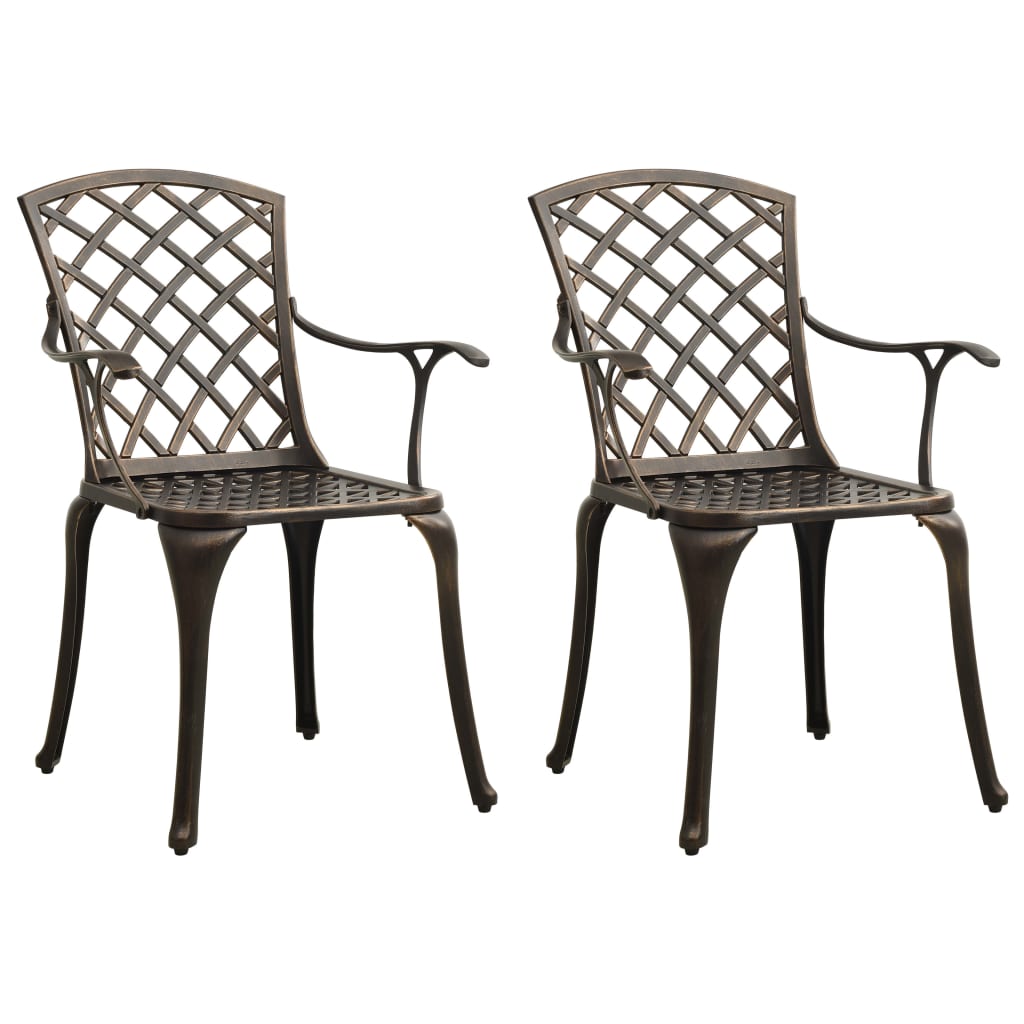 vidaXL Garden Chairs 2 pcs Cast Aluminium Bronze