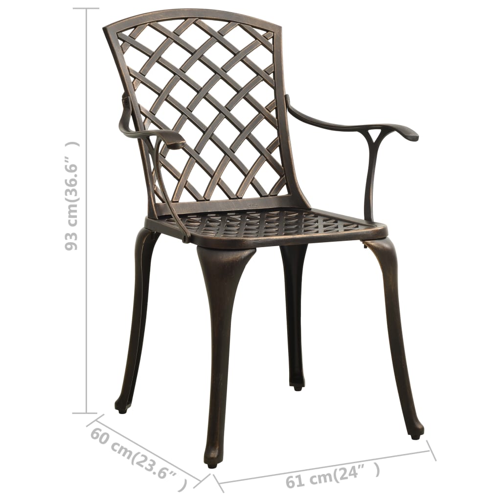 vidaXL Garden Chairs 2 pcs Cast Aluminium Bronze