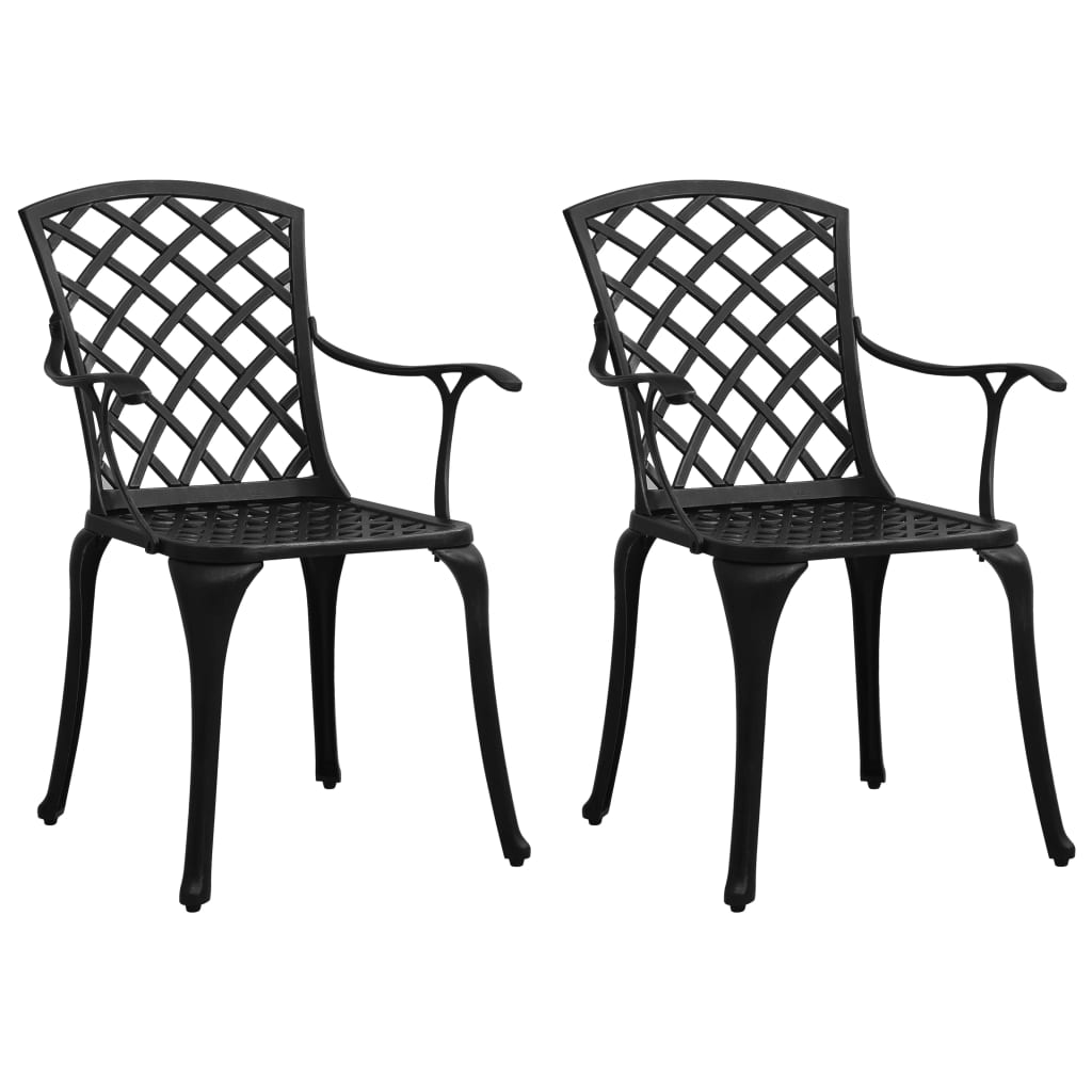 vidaXL Garden Chairs 2 pcs Cast Aluminium Black