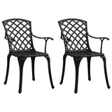 Garden Chairs 2 pcs Cast Aluminium Black