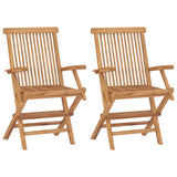 Folding Garden Chairs 2 pcs Solid Teak Wood