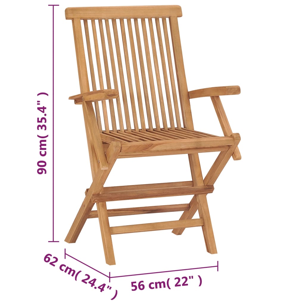 Folding Garden Chairs 2 pcs Solid Teak Wood