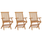 Folding Garden Chairs 3 pcs Solid Teak Wood