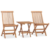 3 Piece Folding Outdoor Dining Set Solid Teak Wood