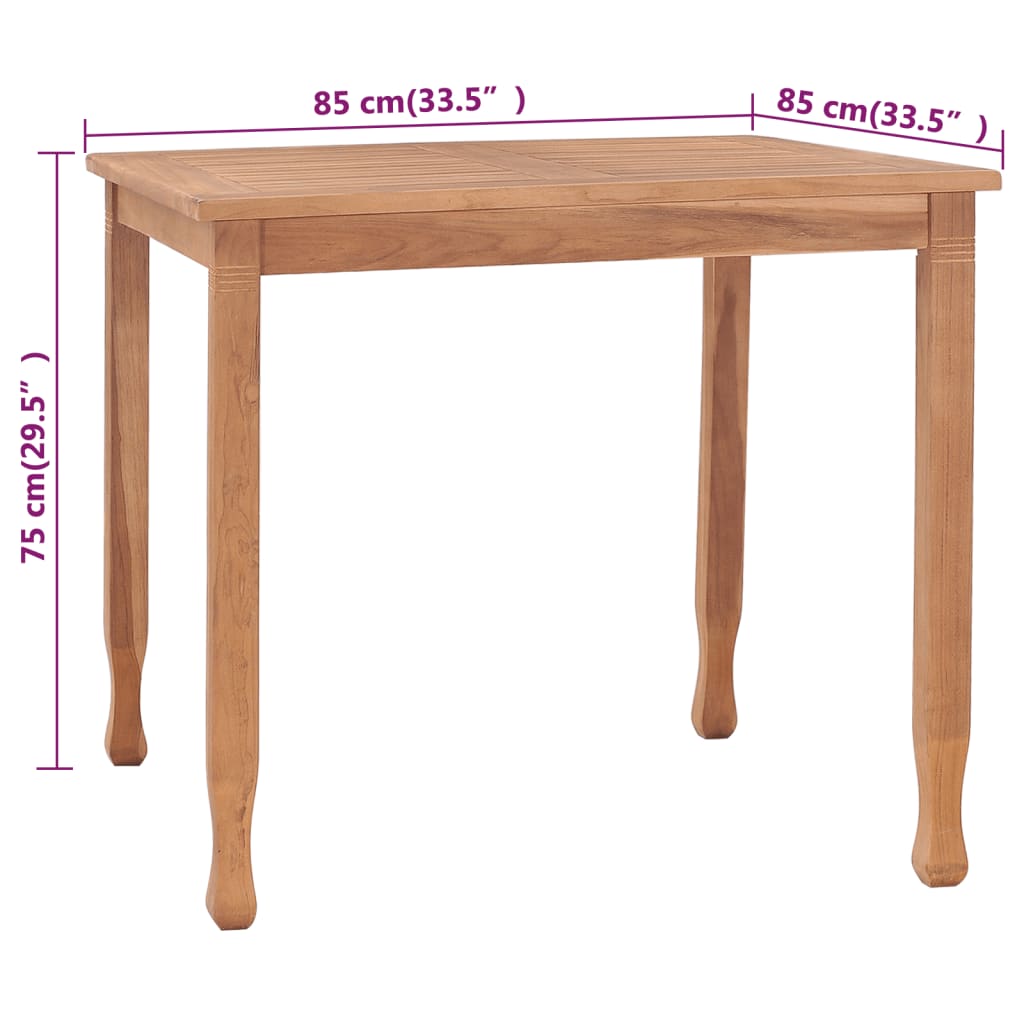 Garden Dining Table 85x85x75 cm Solid Teak Wood