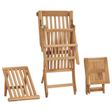 Garden Deck Chair with Footrest and Table Solid Teak Wood