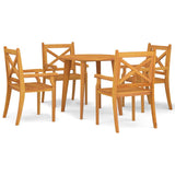 5 Piece Garden Dining Set Solid Wood Acacia