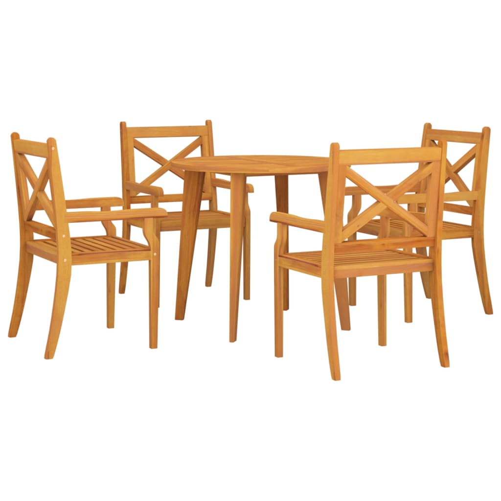 5 Piece Garden Dining Set Solid Wood Acacia