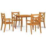 5 Piece Garden Dining Set Solid Wood Acacia