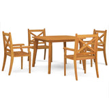 5 Piece Garden Dining Set Solid Wood Acacia