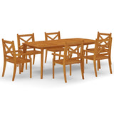 7 Piece Garden Dining Set Solid Wood Acacia