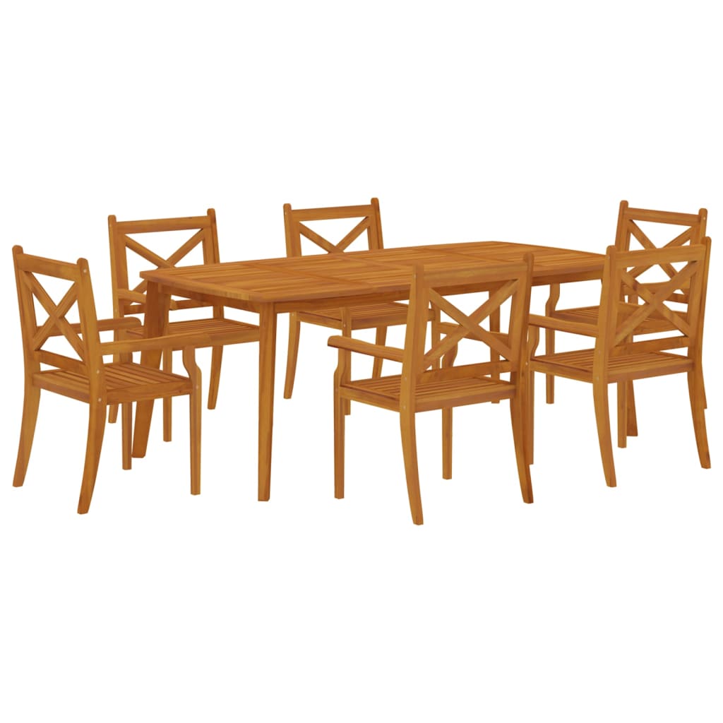 7 Piece Garden Dining Set Solid Wood Acacia