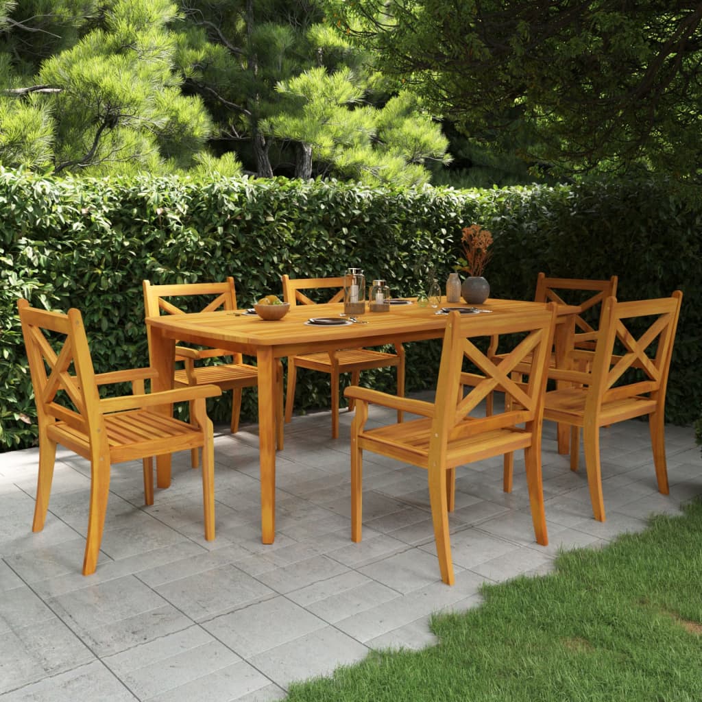 7 Piece Garden Dining Set Solid Wood Acacia