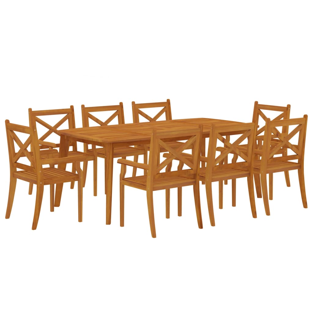 9 Piece Garden Dining Set Solid Wood Acacia