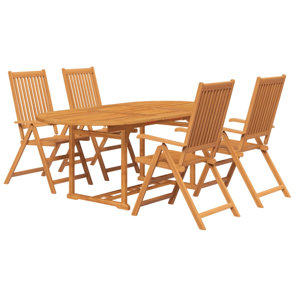 5 Piece Garden Dining Set Solid Acacia Wood 150-200 cm