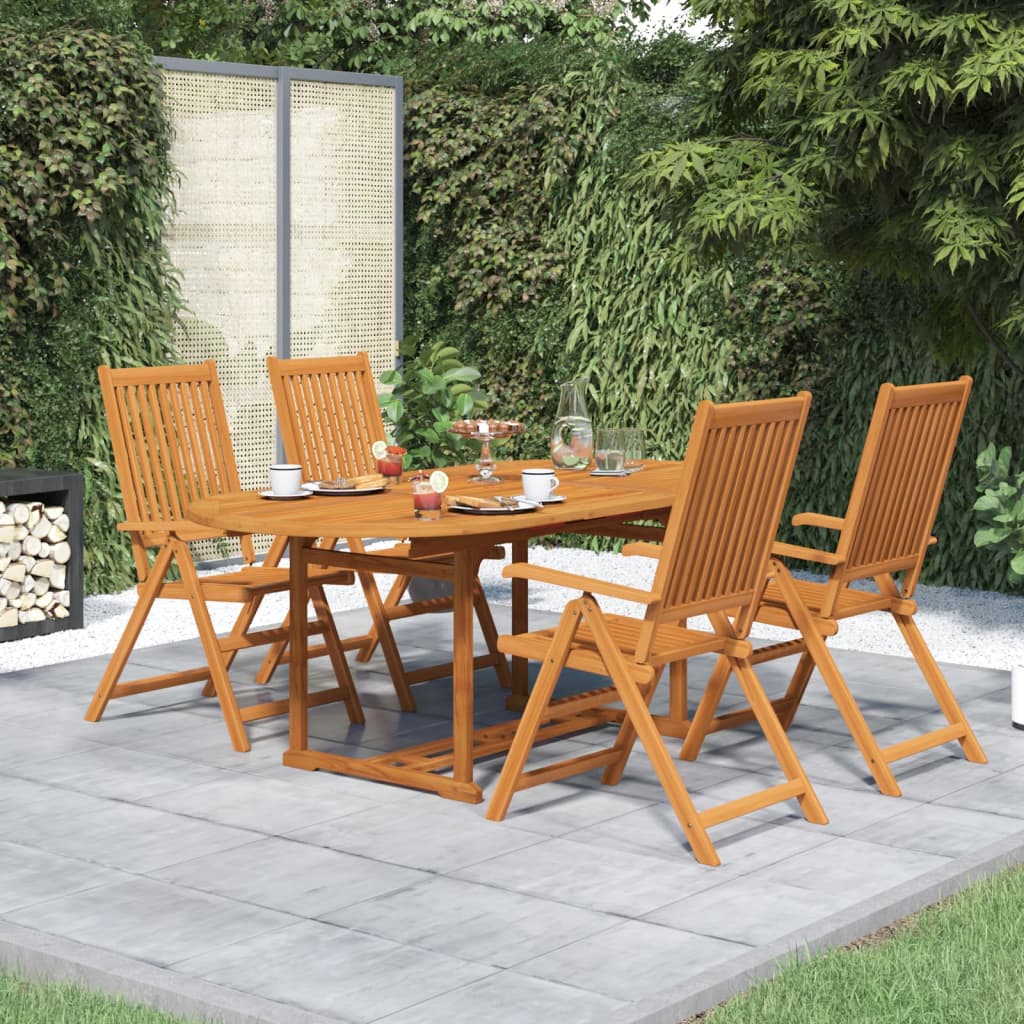 5 Piece Garden Dining Set Solid Acacia Wood 150-200 cm