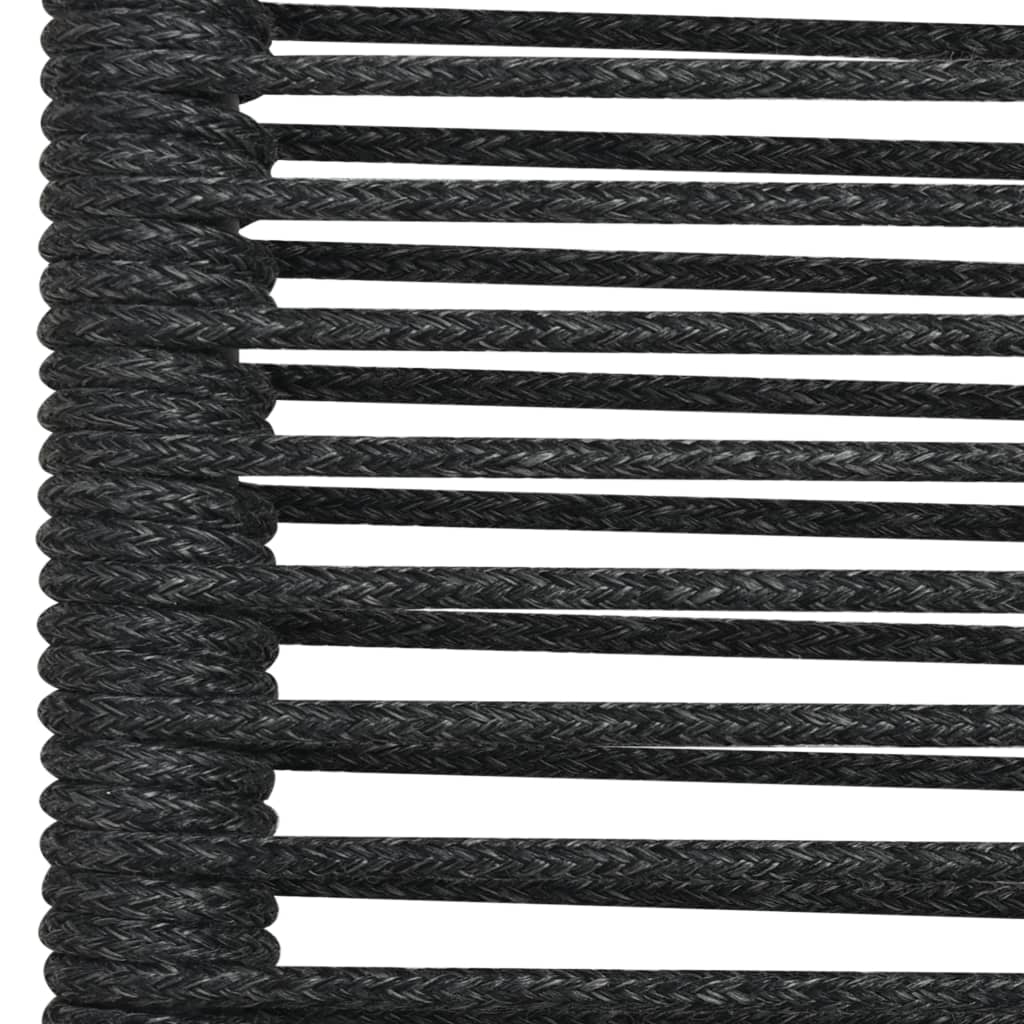 7 Piece Garden Dining Set Cotton Rope and Steel Black