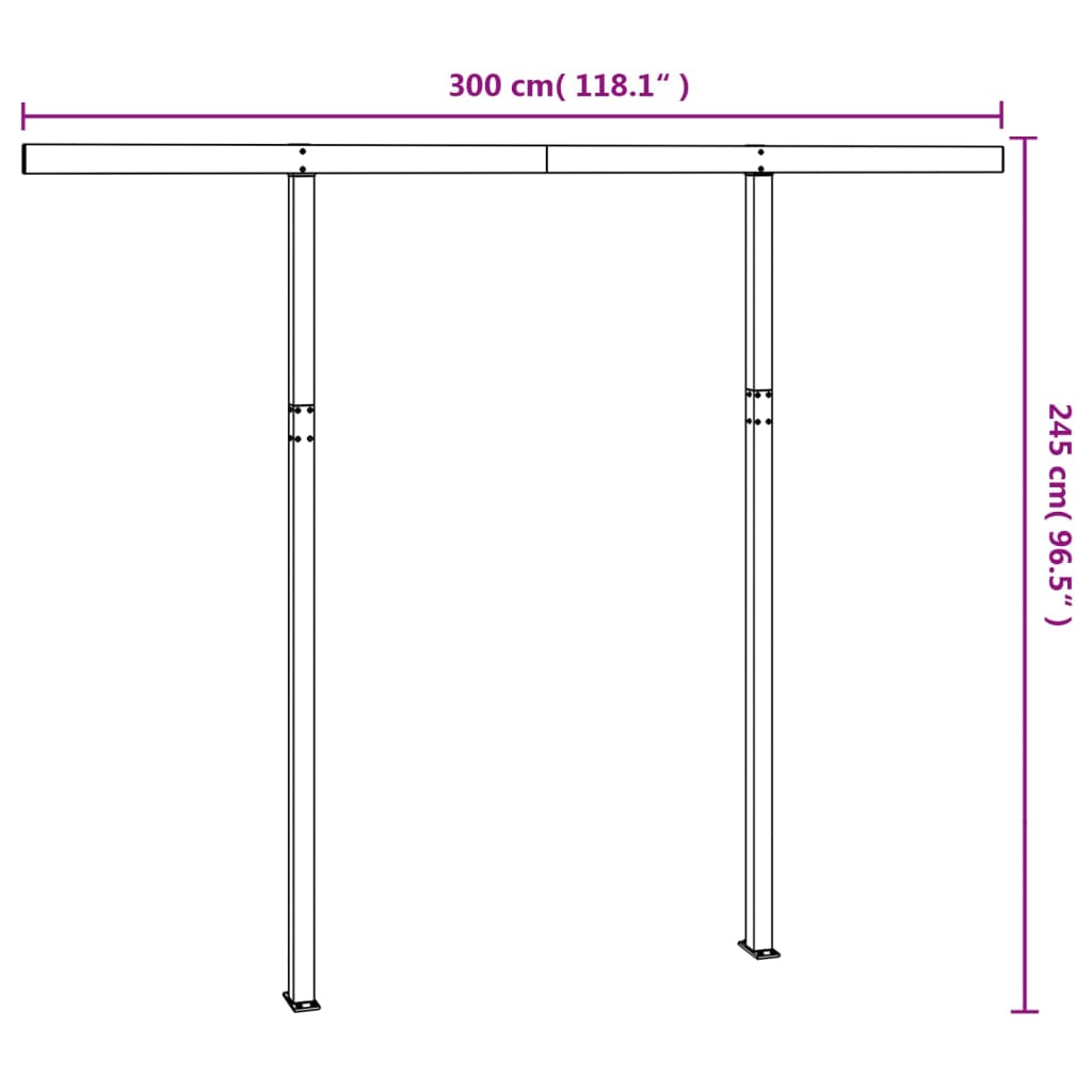 Awning Post Set White 300x245 cm Iron