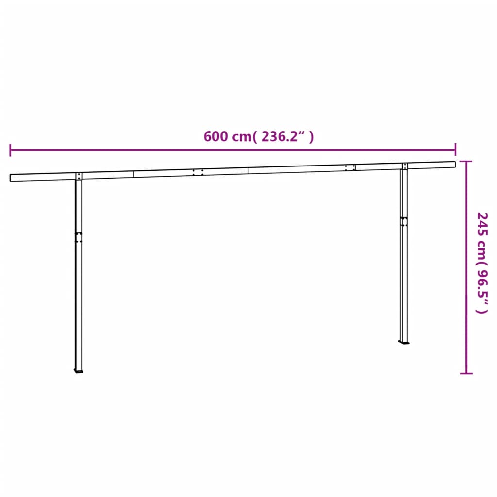 Awning Post Set White 600x245 cm Iron