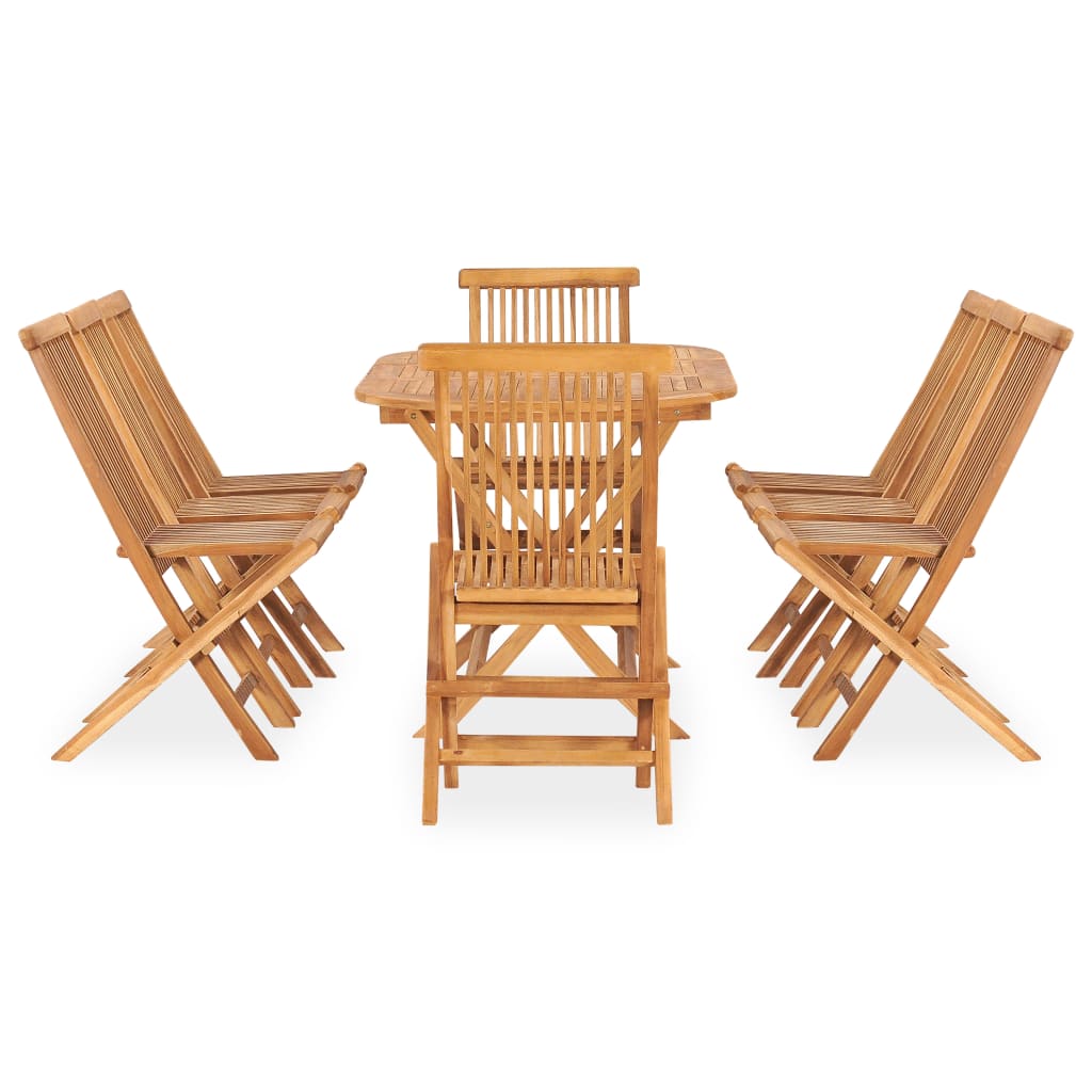 9 Piece Folding Outdoor Dining Set Solid Teak Wood