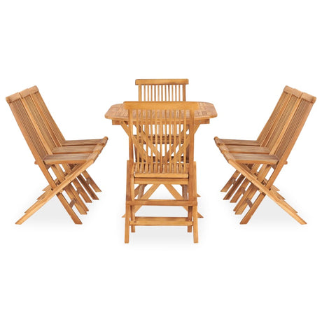 9 Piece Folding Outdoor Dining Set Solid Teak Wood
