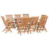 9 Piece Folding Outdoor Dining Set Solid Teak Wood