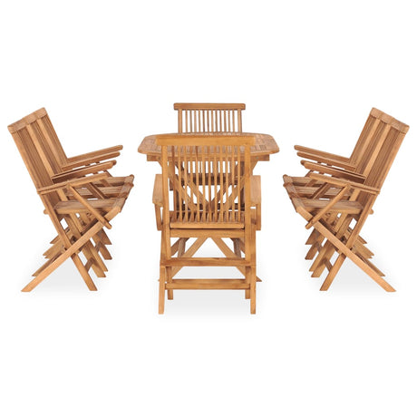 9 Piece Folding Outdoor Dining Set Solid Teak Wood