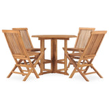 5 Piece Folding Outdoor Dining Set Solid Teak Wood