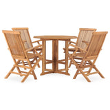 5 Piece Folding Outdoor Dining Set Solid Teak Wood