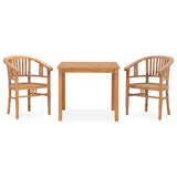 3 Piece Garden Dining Set Solid Teak Wood