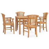 5 Piece Garden Dining Set Solid Teak Wood