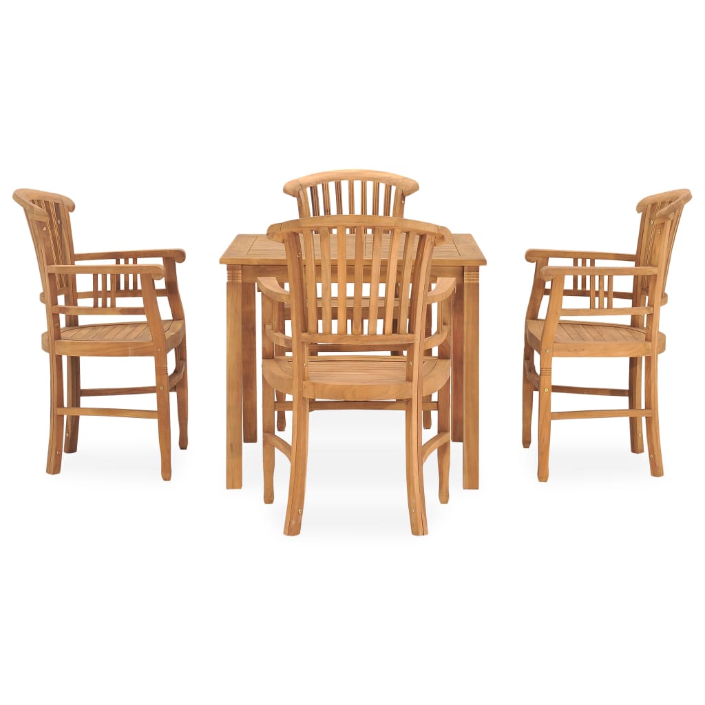 5 Piece Garden Dining Set Solid Teak Wood