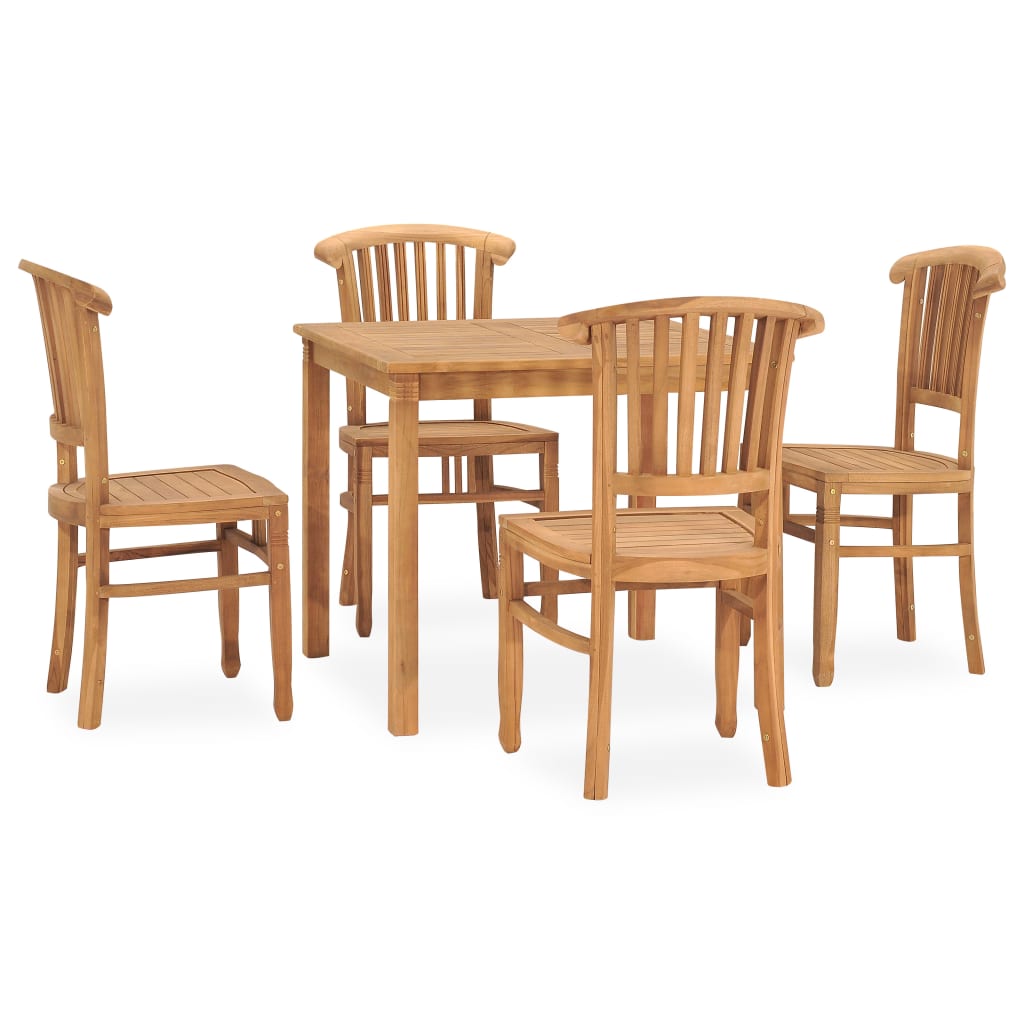 5 Piece Garden Dining Set Solid Teak Wood