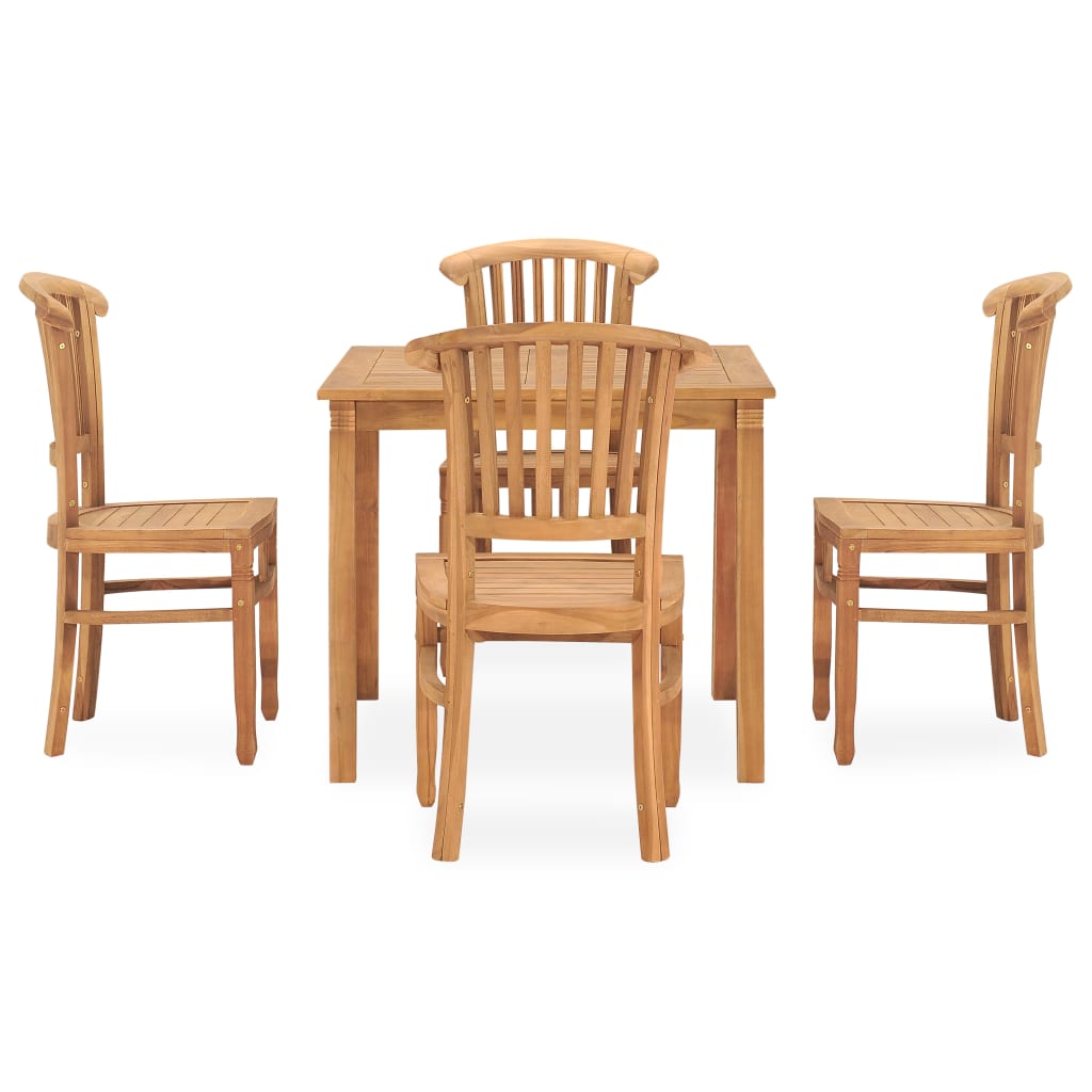 5 Piece Garden Dining Set Solid Teak Wood