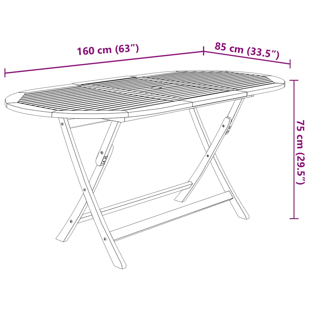 7 Piece Folding Garden Dining Set Solid Acacia Wood