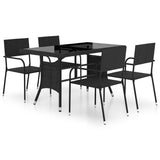 5 Piece Garden Dining Set Poly Rattan Black