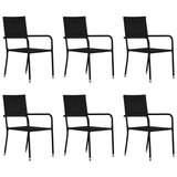 7 Piece Garden Dining Set Poly Rattan Black