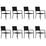 9 Piece Garden Dining Set Poly Rattan Black