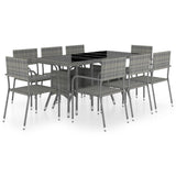 9 Piece Garden Dining Set Poly Rattan Anthracite & Grey