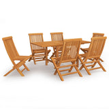 7 Piece Garden Dining Set Solid Teak Wood