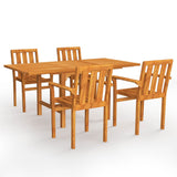 5 Piece Garden Dining Set Solid Teak Wood