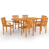 7 Piece Garden Dining Set Solid Teak Wood