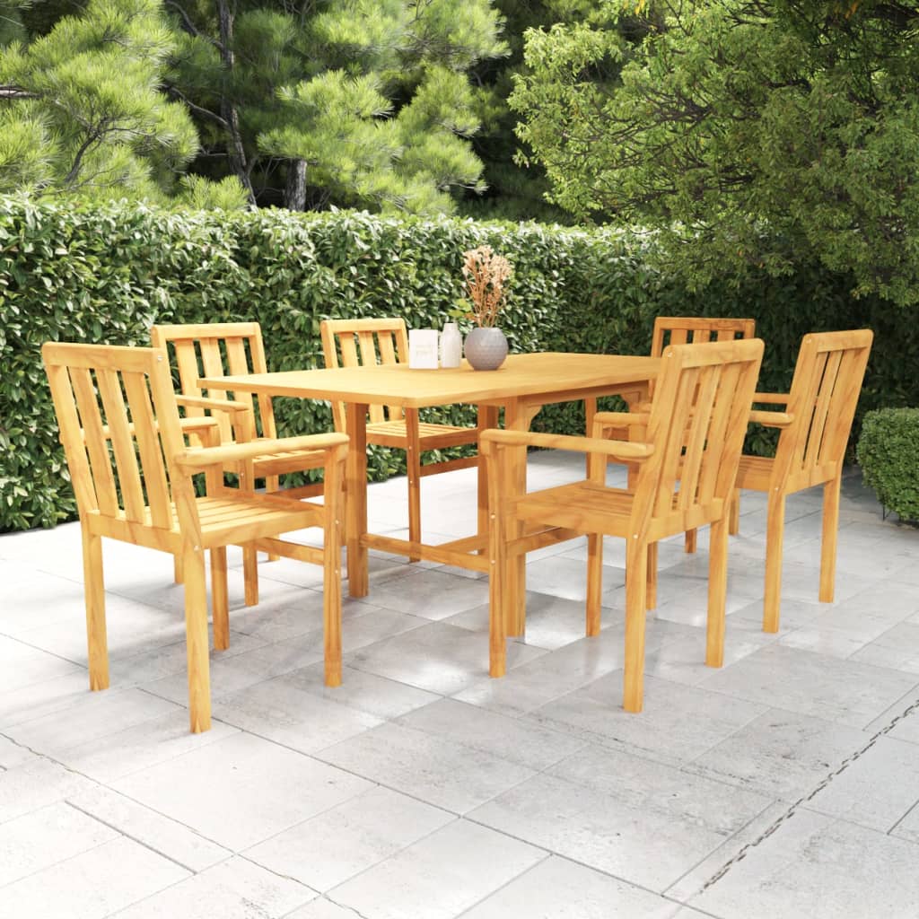 7 Piece Garden Dining Set Solid Teak Wood