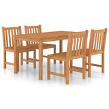 5 Piece Garden Dining Set Solid Teak Wood