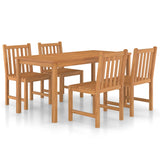 5 Piece Garden Dining Set Solid Teak Wood