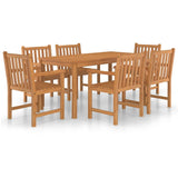 7 Piece Garden Dining Set 160x80 cm Solid Teak Wood