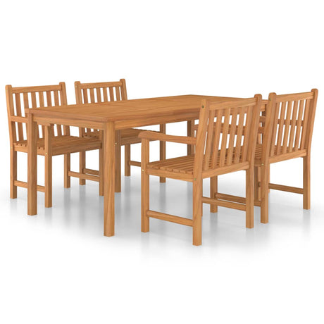 5 Piece Garden Dining Set Solid Teak Wood