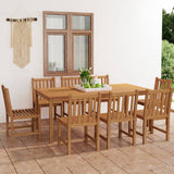 9 Piece Garden Dining Set Solid Teak Wood