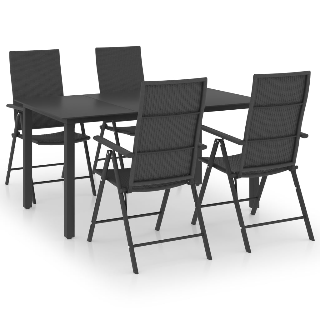 5 Piece Garden Dining Set Black