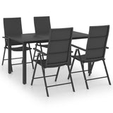 5 Piece Garden Dining Set Black